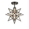 Black Moravian Star Ceiling Light Etched Glass Shade